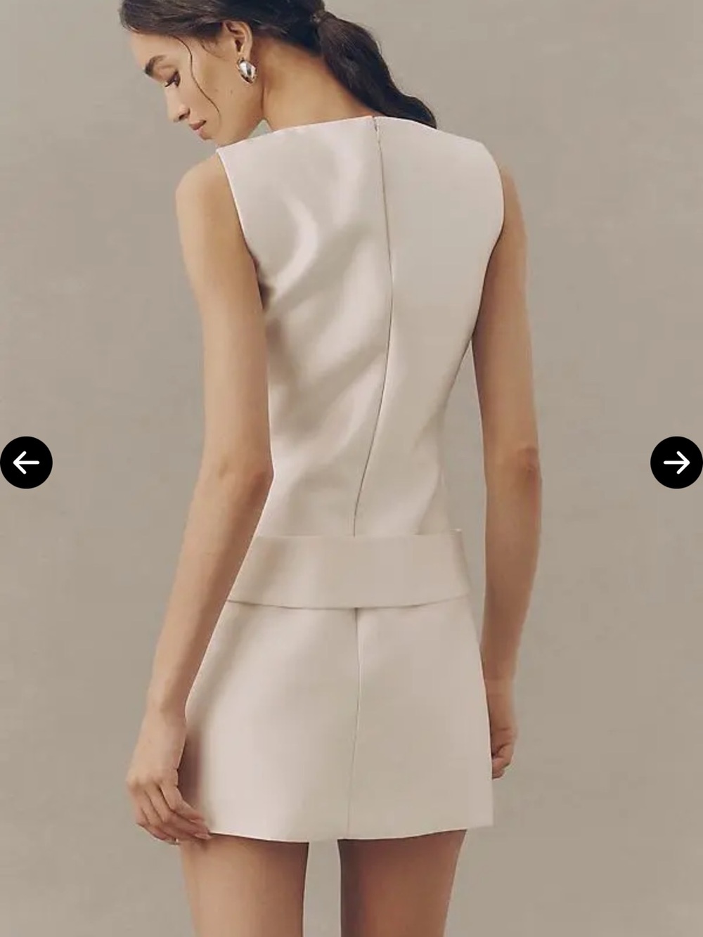 NWT DE LA VALI Ayda Cream Mini Dress with Metallic Buckle Accents - Picture 2 of 3